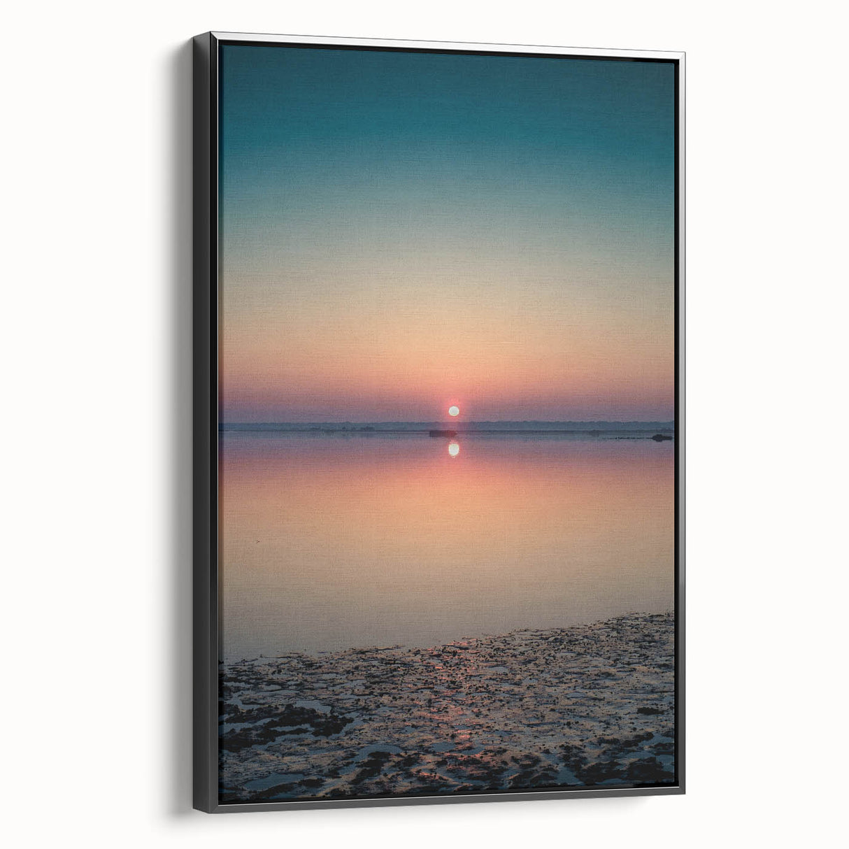 Framed abstract landscape wall art showcasing vibrant colors and intricate textures, displayed in a sleek black frame, perfect for modern home decor accents.