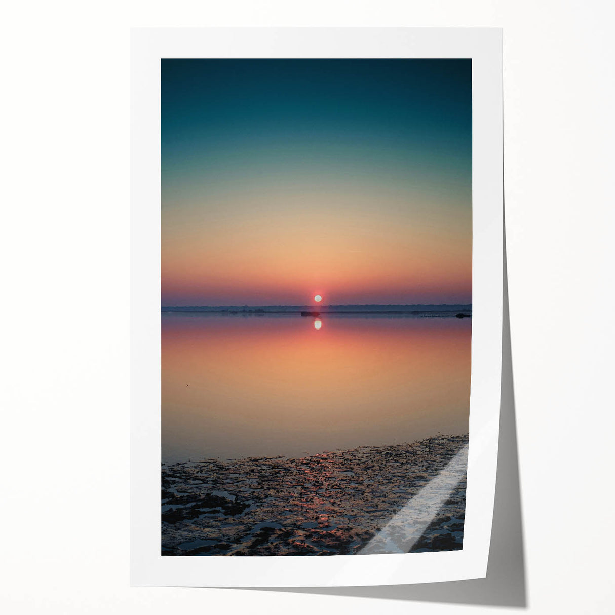 Abstract landscape wall art print showcasing vibrant colors and dynamic shapes, ideal for modern home decor. Rolled and ready for framing, it adds a unique touch to any space.