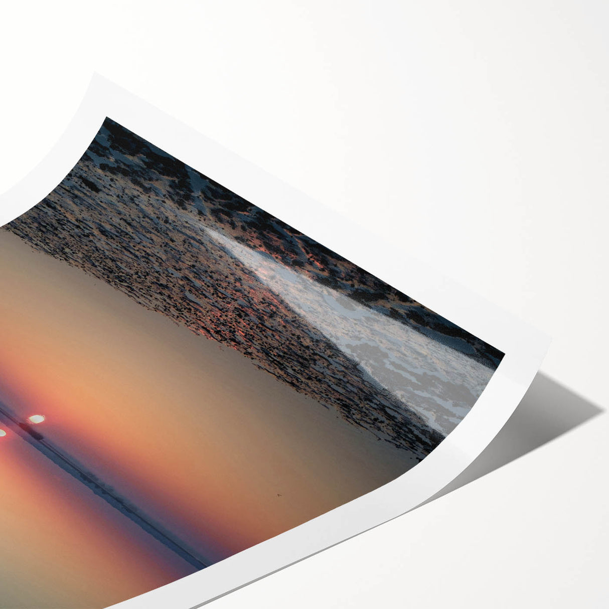 Abstract landscape wall art print showcasing vibrant colors and dynamic shapes, rolled and ready for framing, ideal for modern home decor enhancement.