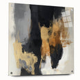 Large Abstract Wall Art – Textured Black, Gold, and Earth Tones