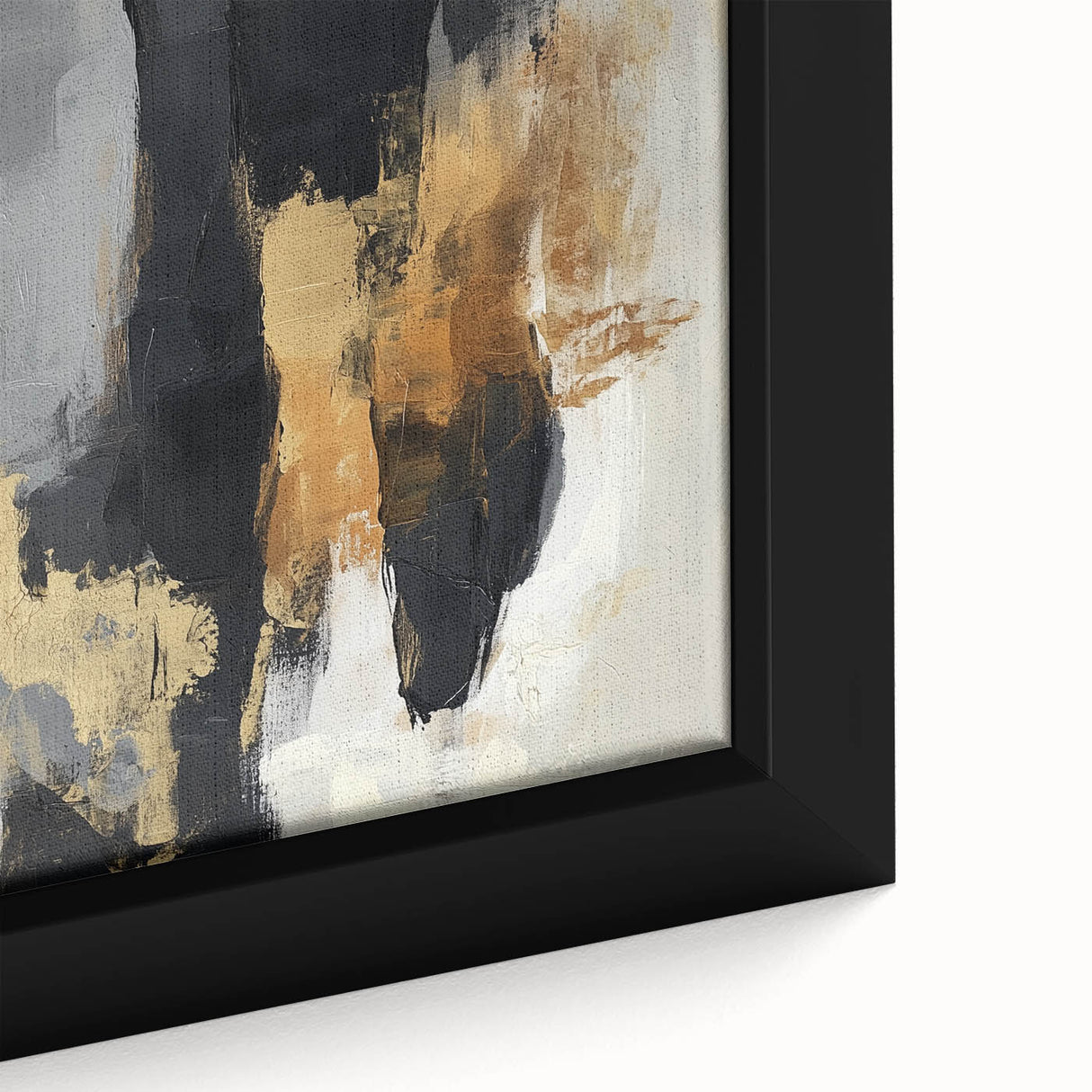 Large Abstract Wall Art – Textured Black, Gold, and Earth Tones