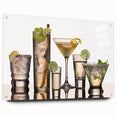 Large abstract wall art on acrylic glass featuring swirling blues and greens, ideal for dining room or bedroom decor.
