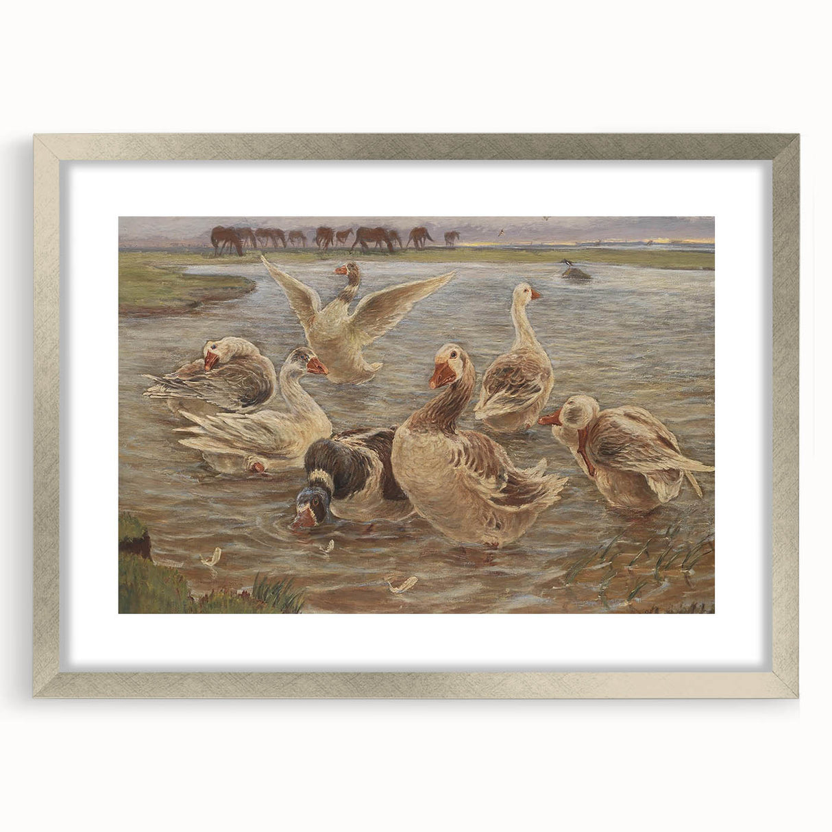 Geese on Saltholm by Philipsen: Rustic Impressionist Wildlife Wall Art