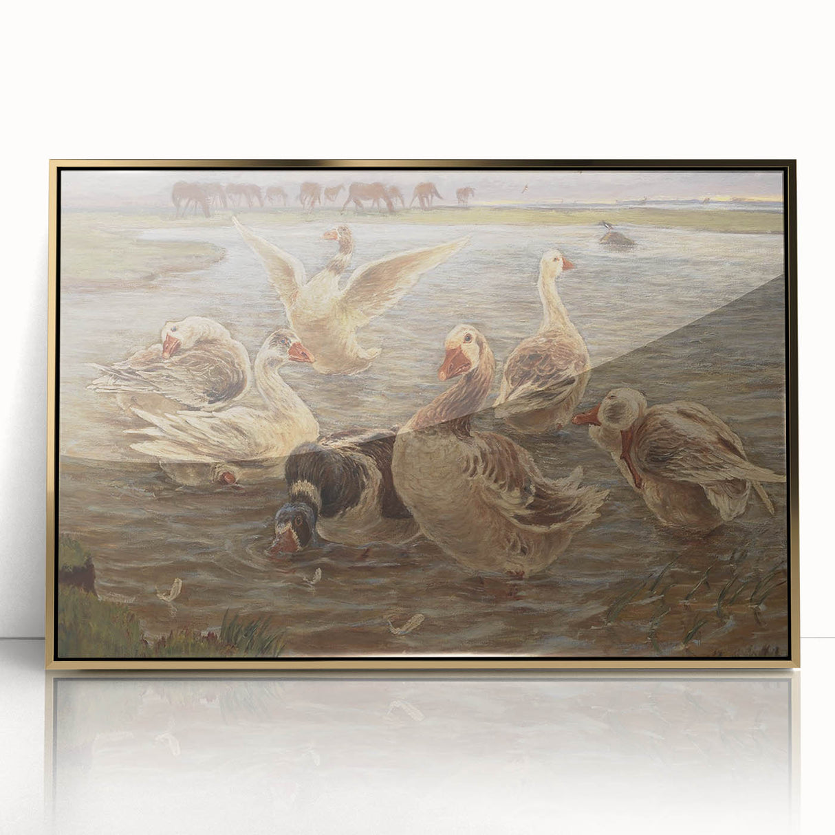 Geese on Saltholm by Philipsen: Rustic Impressionist Wildlife Wall Art