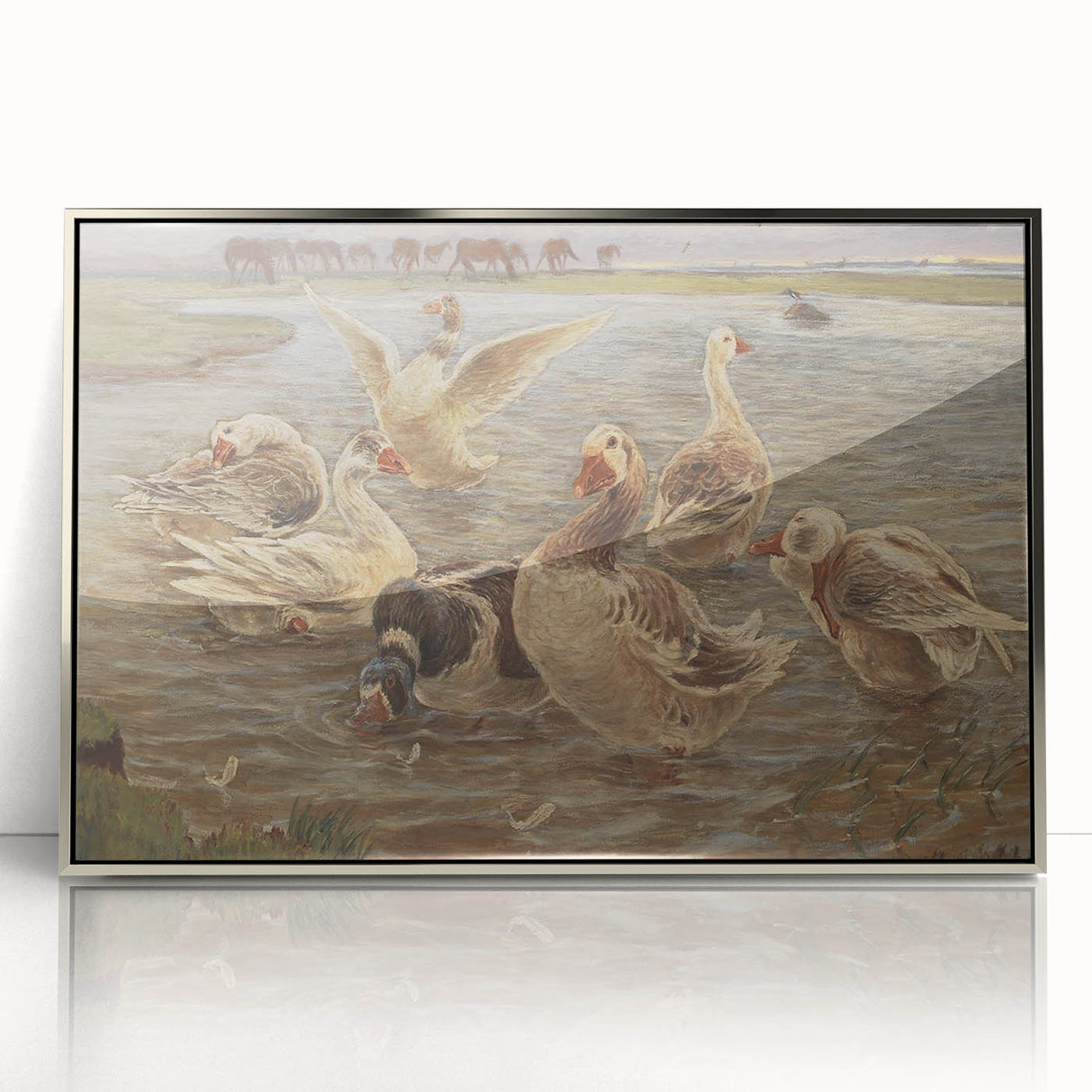 Geese on Saltholm by Philipsen: Rustic Impressionist Wildlife Wall Art