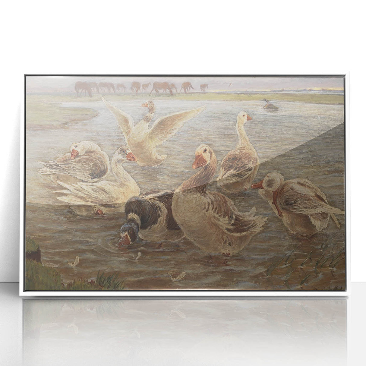 Geese on Saltholm by Philipsen: Rustic Impressionist Wildlife Wall Art