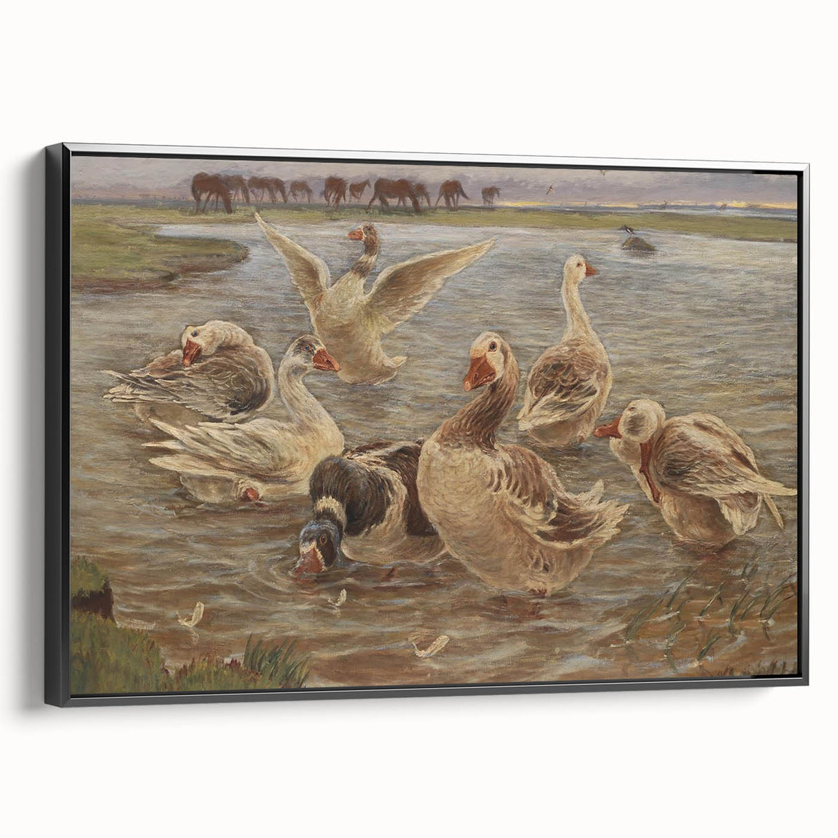 Geese on Saltholm by Philipsen: Rustic Impressionist Wildlife Wall Art