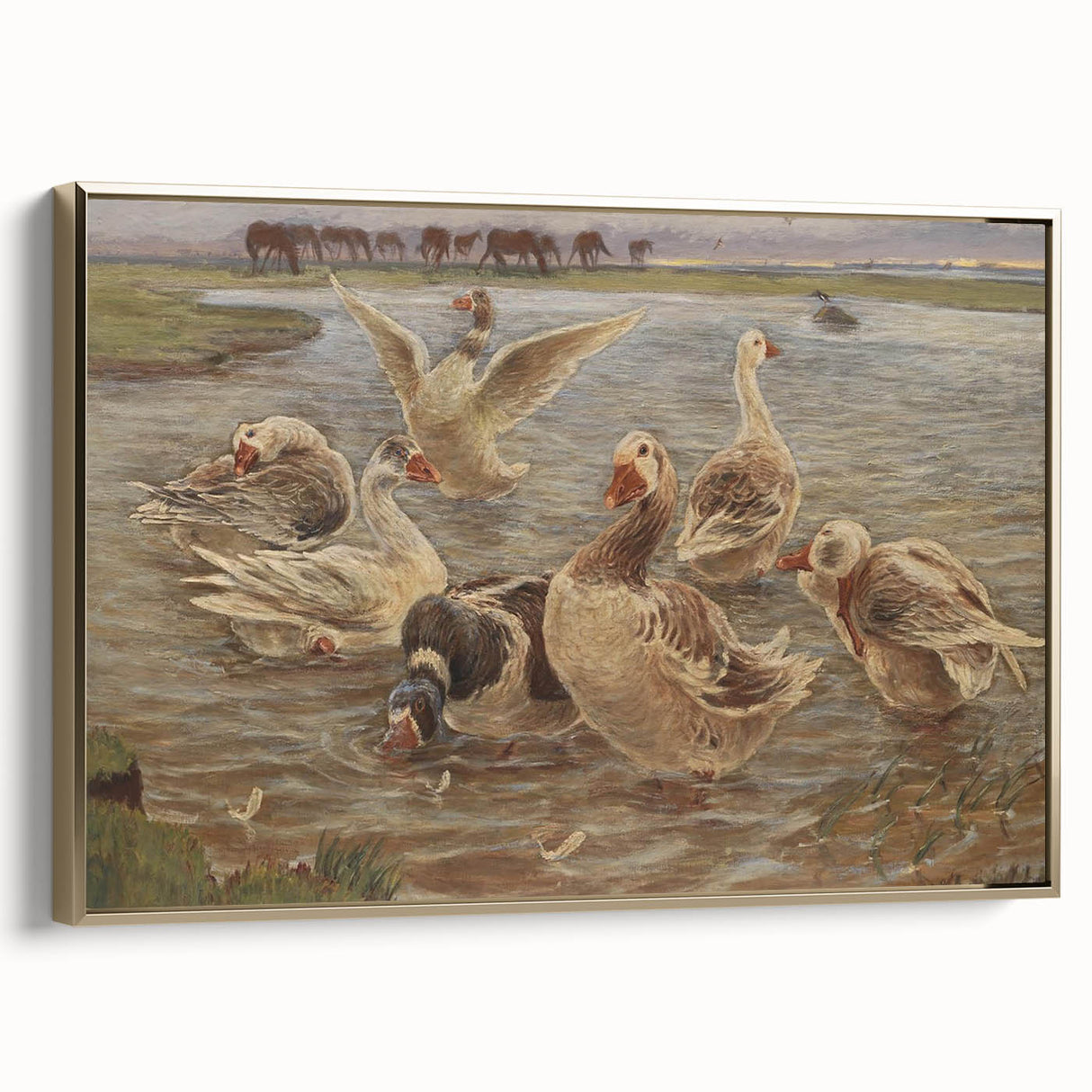 Geese on Saltholm by Philipsen: Rustic Impressionist Wildlife Wall Art