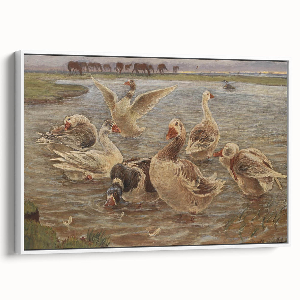 Geese on Saltholm by Philipsen: Rustic Impressionist Wildlife Wall Art