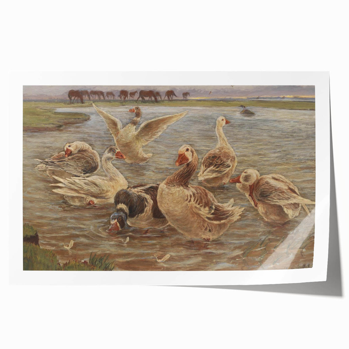 Geese on Saltholm by Philipsen: Rustic Impressionist Wildlife Wall Art
