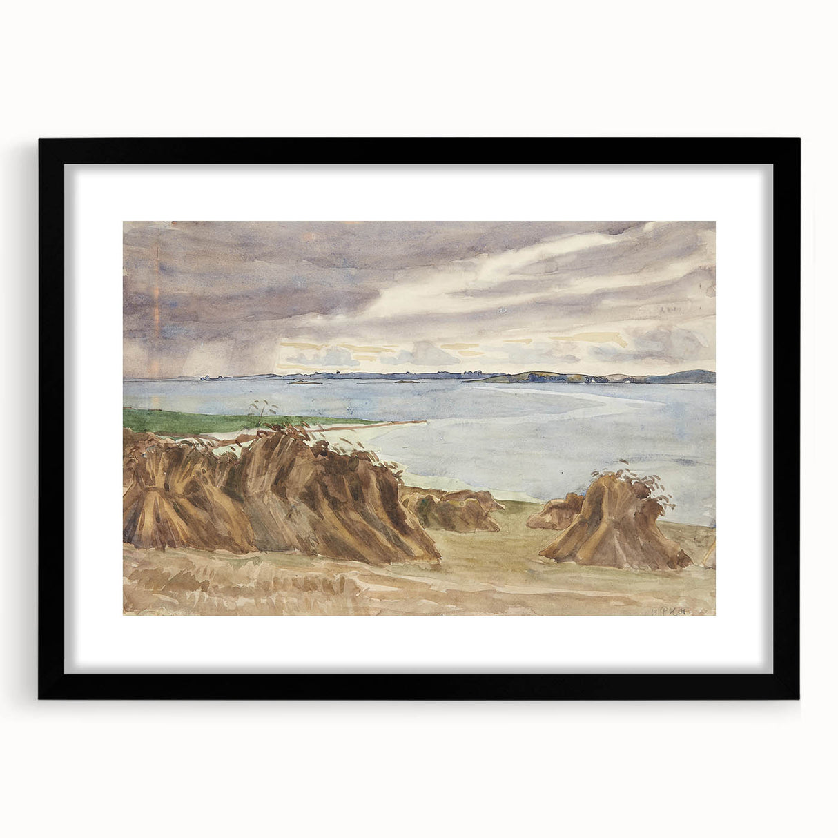 Coastal Farmland Scene - Modern Wall Art of Rural Seaside Landscape