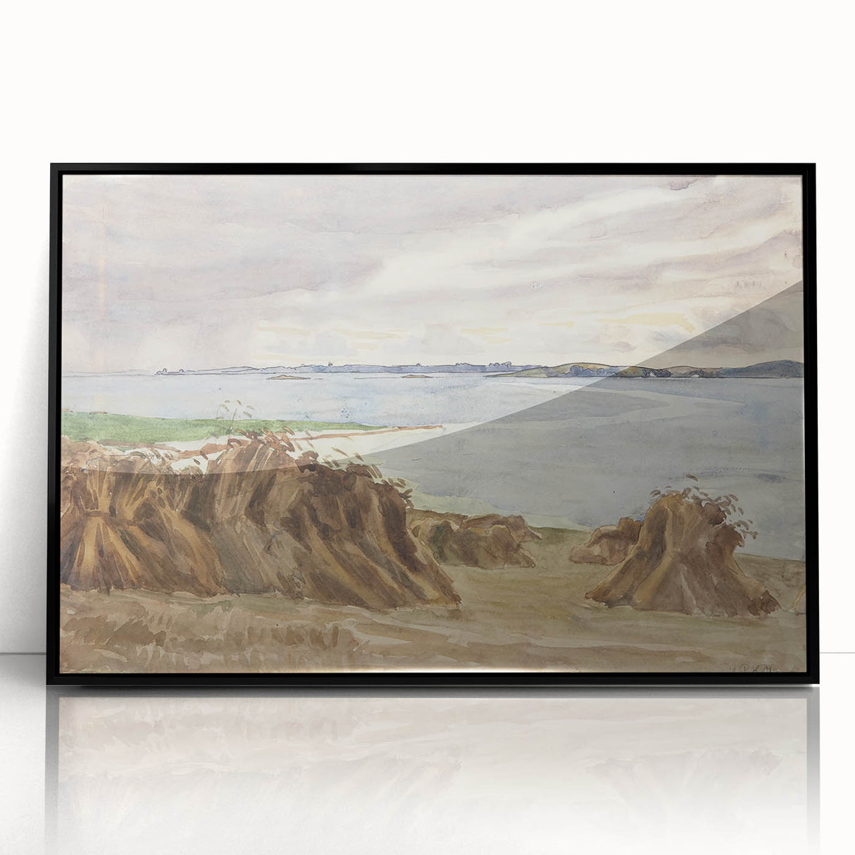 Coastal Farmland Scene - Modern Wall Art of Rural Seaside Landscape
