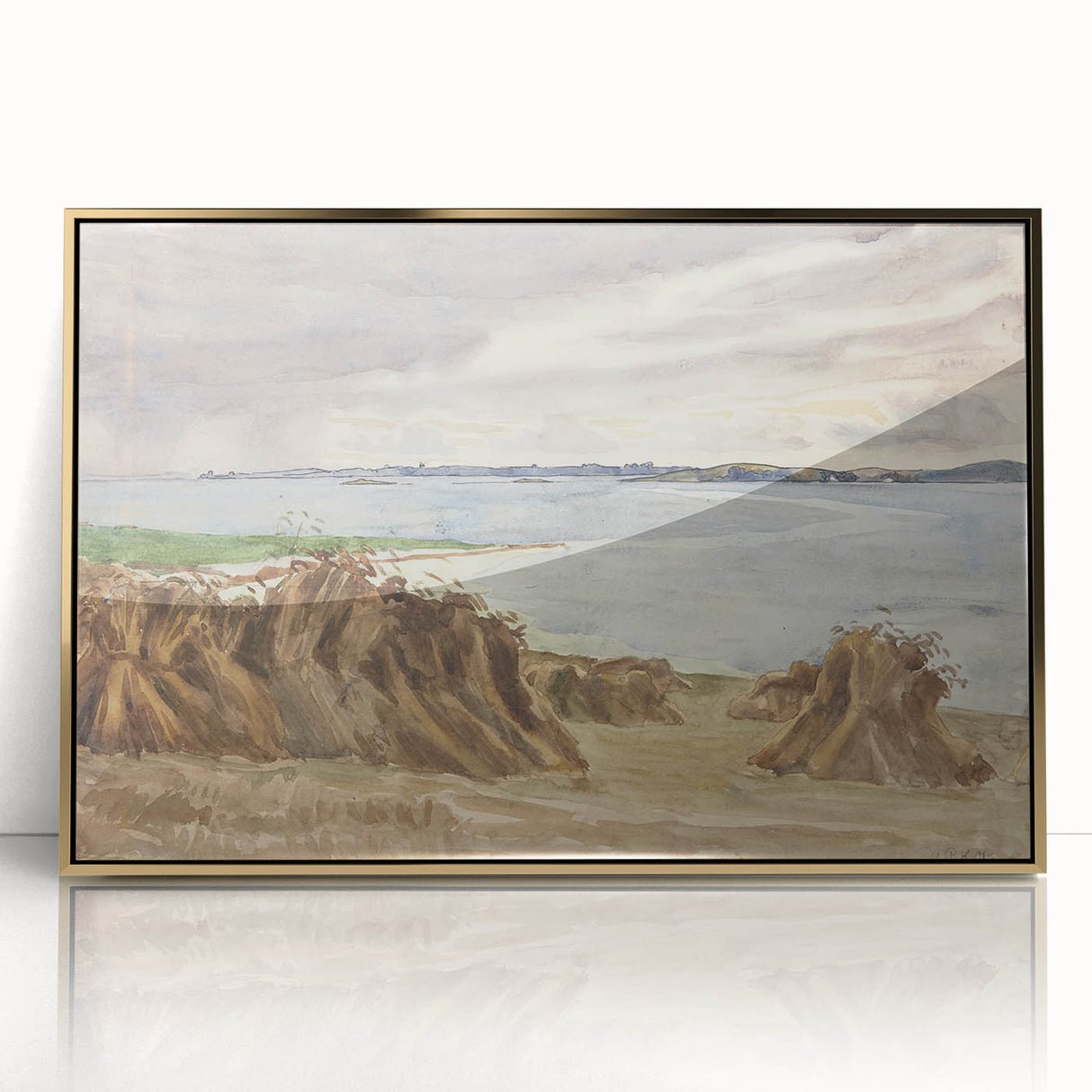 Coastal Farmland Scene - Modern Wall Art of Rural Seaside Landscape