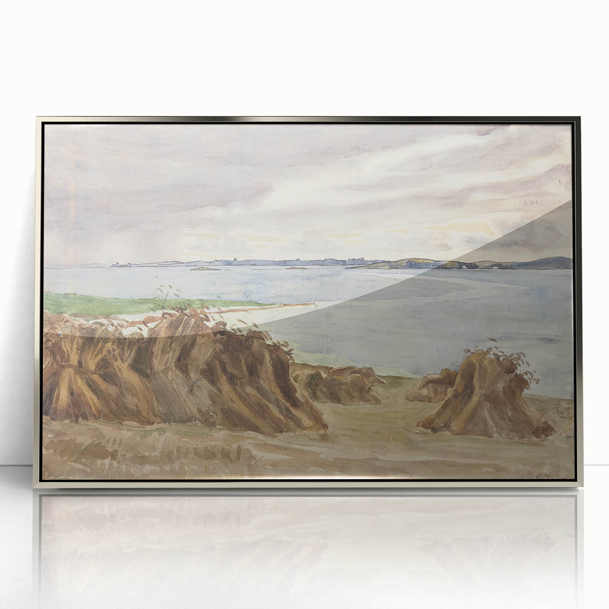Coastal Farmland Scene - Modern Wall Art of Rural Seaside Landscape
