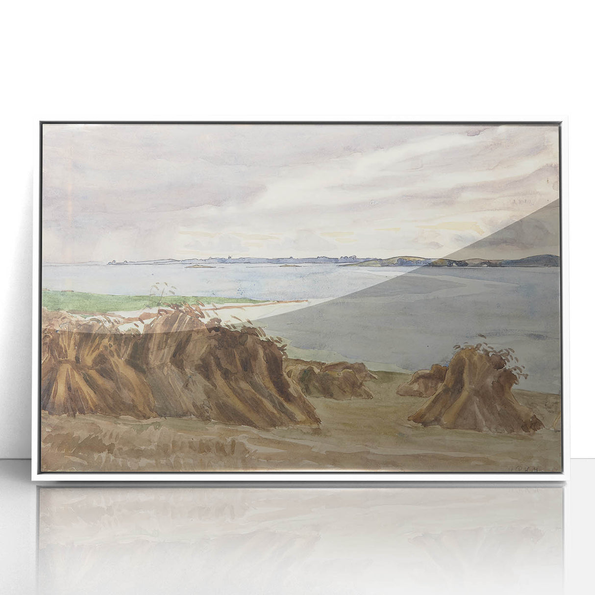 Coastal Farmland Scene - Modern Wall Art of Rural Seaside Landscape