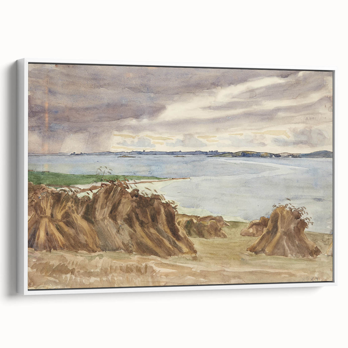 Coastal Farmland Scene - Modern Wall Art of Rural Seaside Landscape