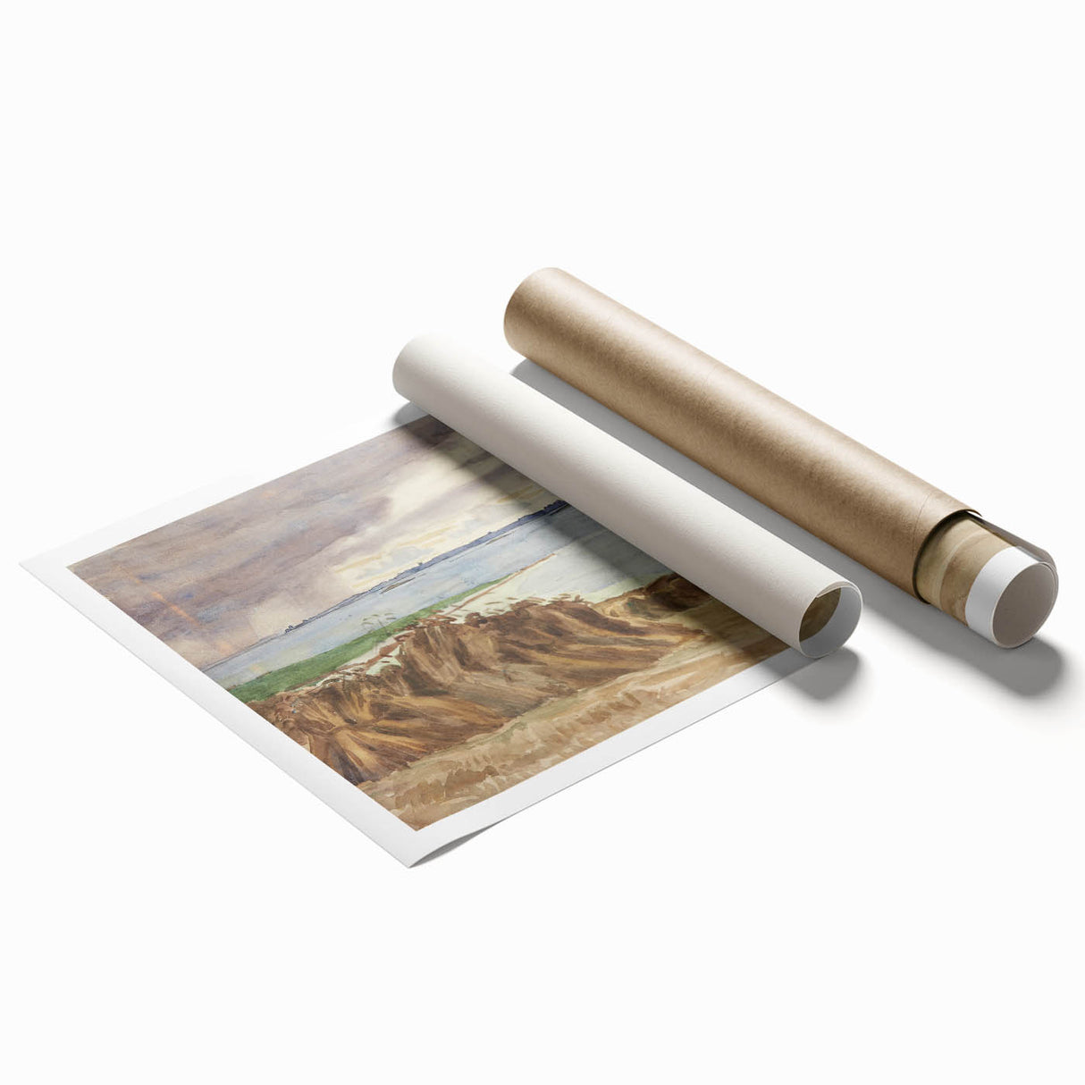 Coastal Farmland Scene - Modern Wall Art of Rural Seaside Landscape