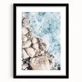 Abstract art print featuring vibrant summer hues on textured canvas, framed in black, ideal for living room decor.