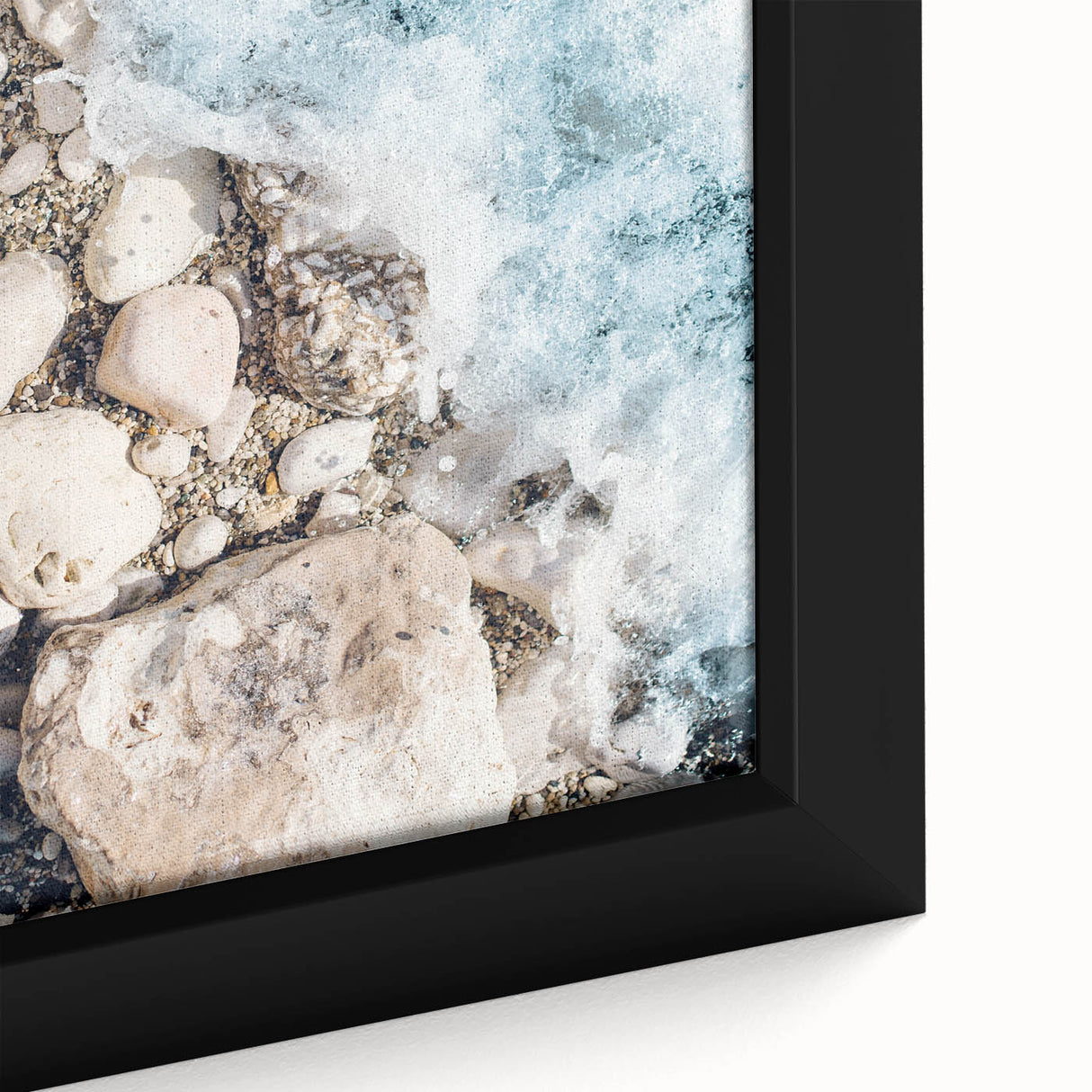 Extra large framed canvas featuring a textured, colorful abstract design with black accents, ideal for living room decor.