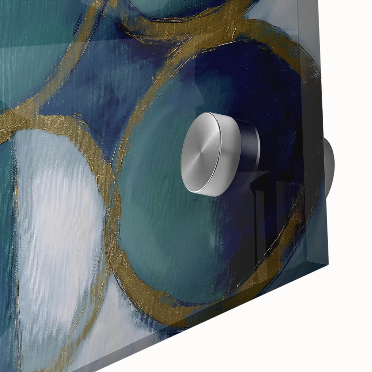 Gold & Teal Geometric Circles - Modern Living Room Wall Art
