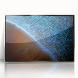 Framed abstract landscape wall art featuring silver-acrylic accents, designed to enhance modern interiors with a contemporary aesthetic and vibrant colors.