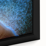 Close-up of a framed abstract landscape wall art piece showcasing vibrant colors and intricate textures, ideal for modern home decor and enhancing interior aesthetics.