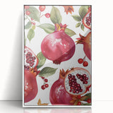 Acrylic print of modern art wall decor featuring a variety of colorful fruits on a white background, suitable for nursery.