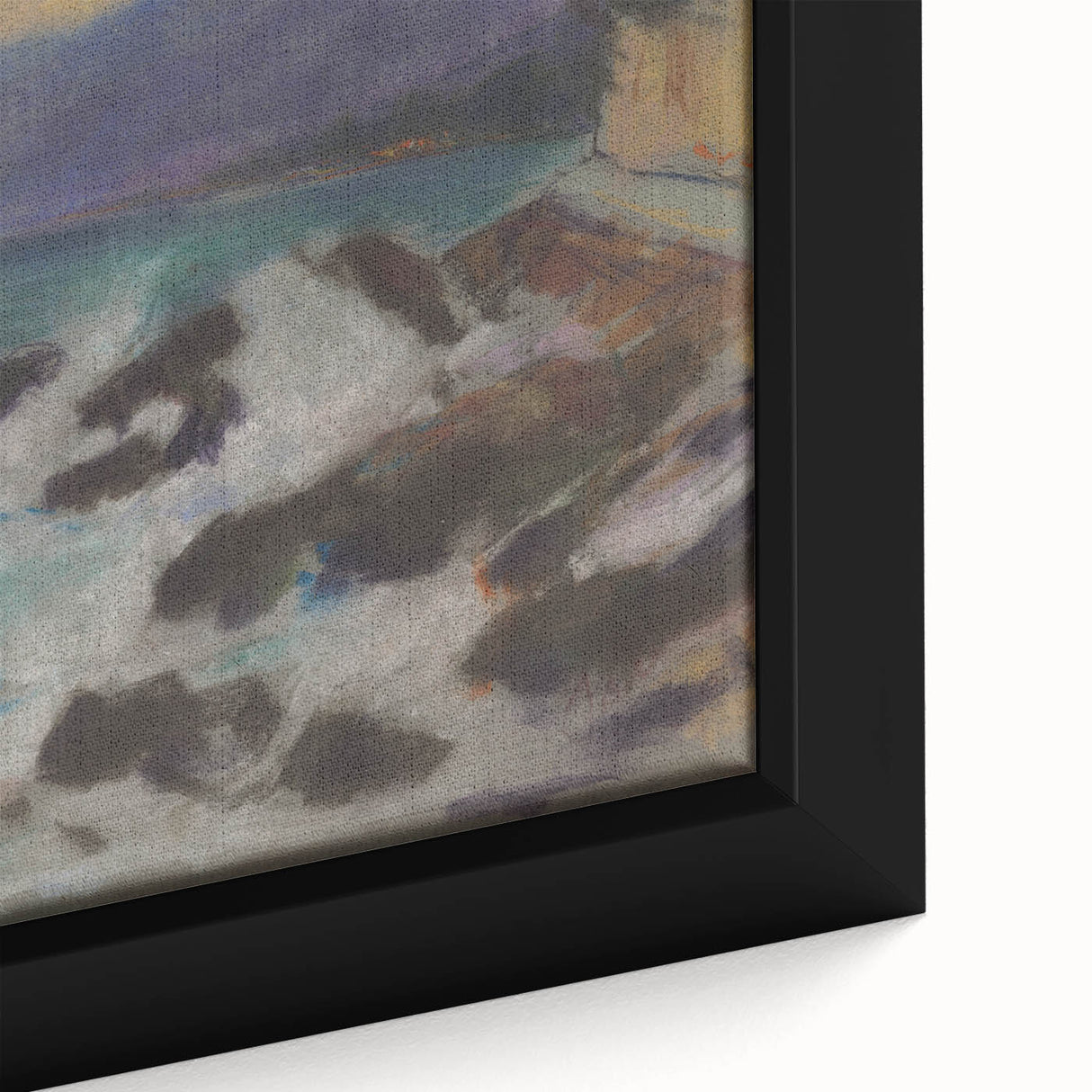 Rocky Seashore with Cypresses - Modern Wall Art of Coastal Landscape