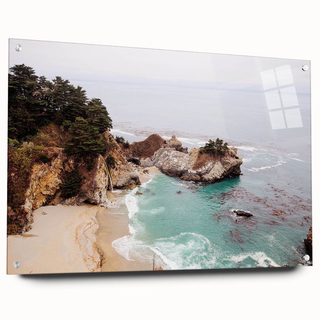 Large abstract wall art on acrylic glass depicting vibrant summer colors, ideal for bedroom or dining room decor.