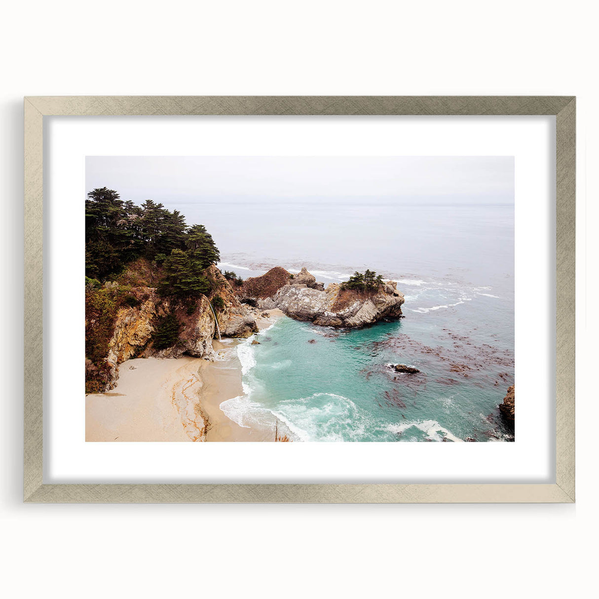 Textured abstract art print with vibrant orange and yellow hues on a silver-framed canvas, ideal for bedroom art.