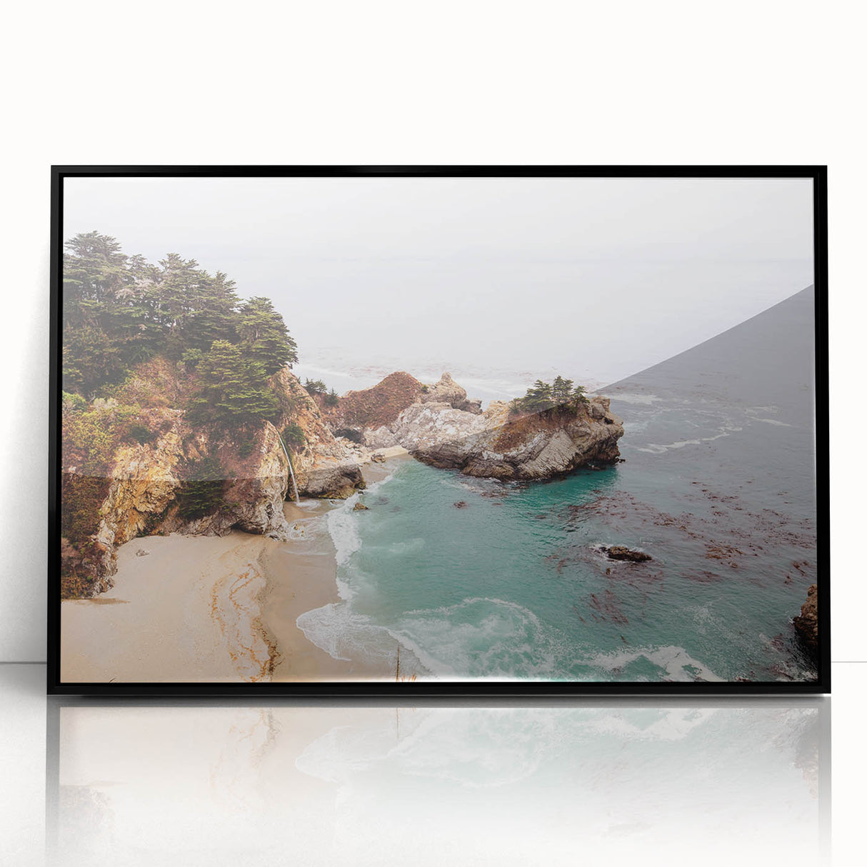 Large abstract wall art depicting summer season in vibrant hues on a black framed acrylic.