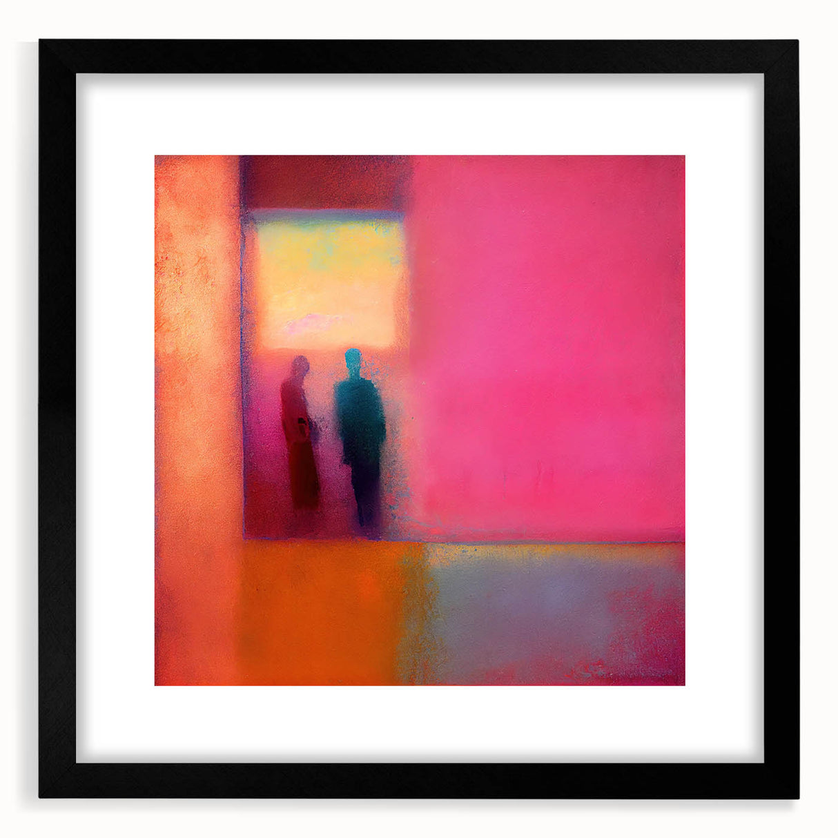 Abstract Silhouettes - Vibrant Pink & Orange Living Room Wall Art