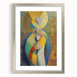 Abstract figurative frame with a matte silver finish, showcasing intricate designs. The front view highlights the elegant craftsmanship, perfect for modern decor.