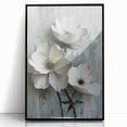 Framed abstract floral wall art in black acrylic, showcasing vibrant colors and intricate patterns, ideal for modern home decor. Perfect for adding elegance to any room.