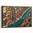 Framed canvas print showcasing a striking landscape bridge design in vivid colors, viewed from the side, ideal for enhancing home decor with artistic flair.