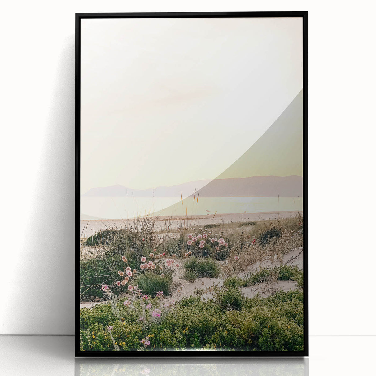 Large abstract wall art depicting summer season in mid-century modernist style.