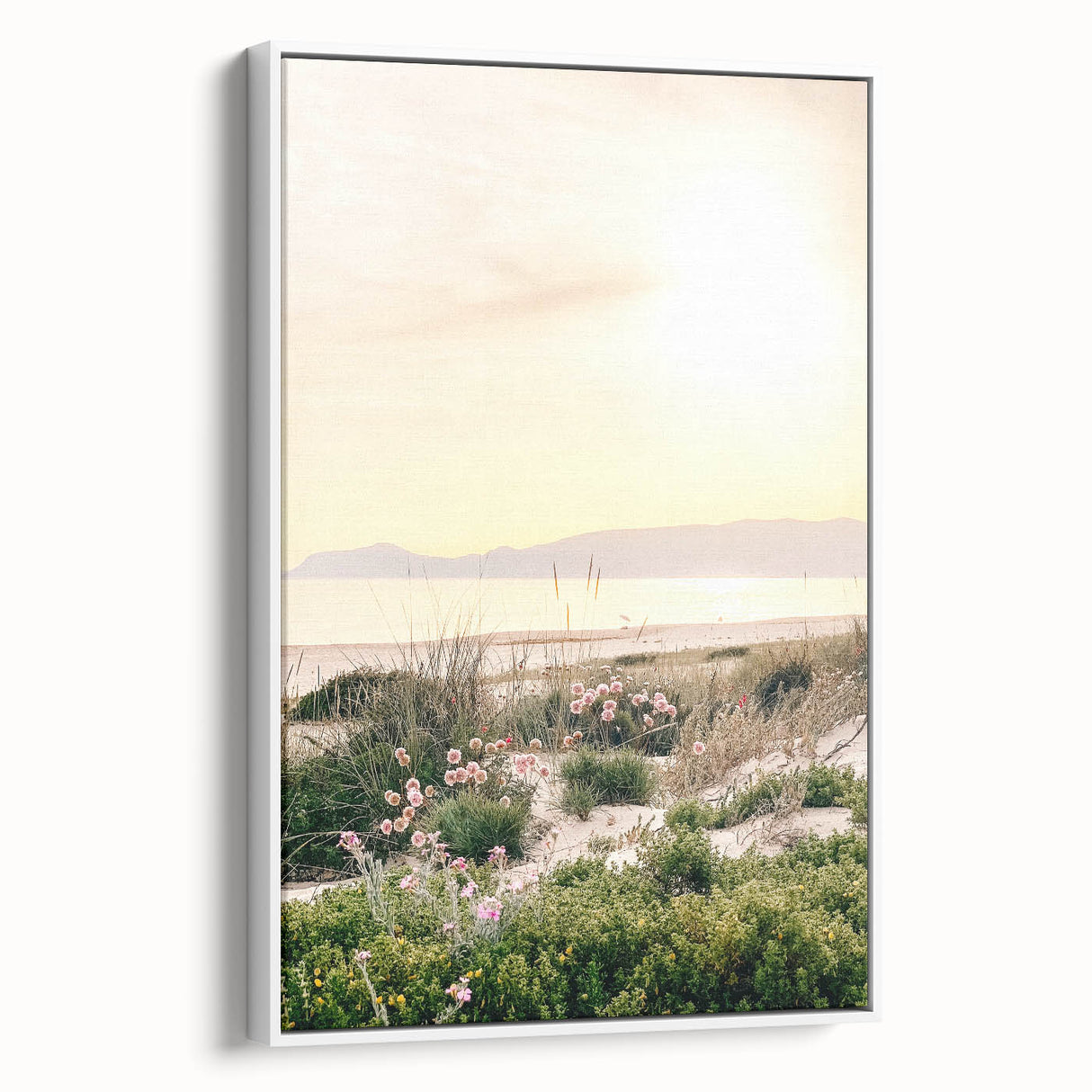 Vintage poster art featuring a colorful summer theme on extra large framed canvas, ideal for living room decor.
