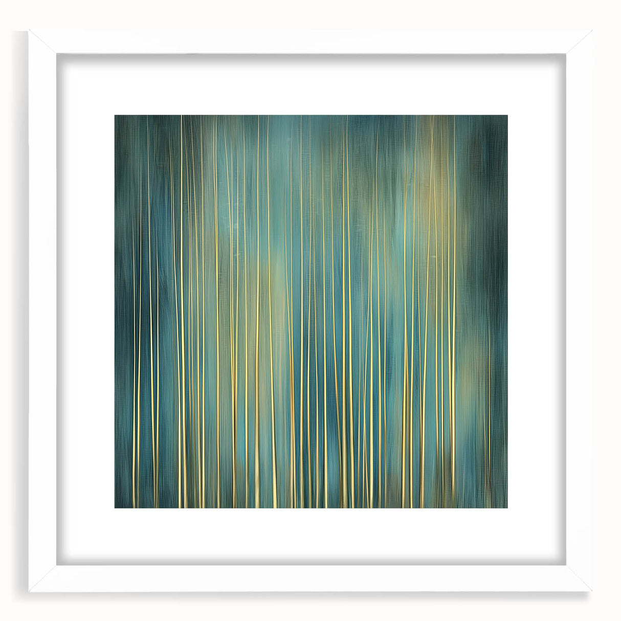 Golden Bamboo Abstract - Teal & Gold Living Room Wall Art