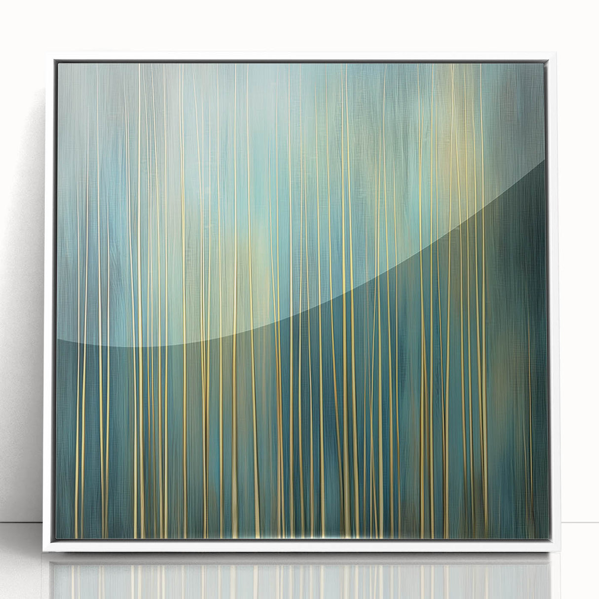 Golden Bamboo Abstract - Teal & Gold Living Room Wall Art