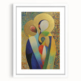 Abstract figurative art frame with a white mat, showcasing a modern design suitable for contemporary decor. Perfect for adding a stylish touch to any living space.
