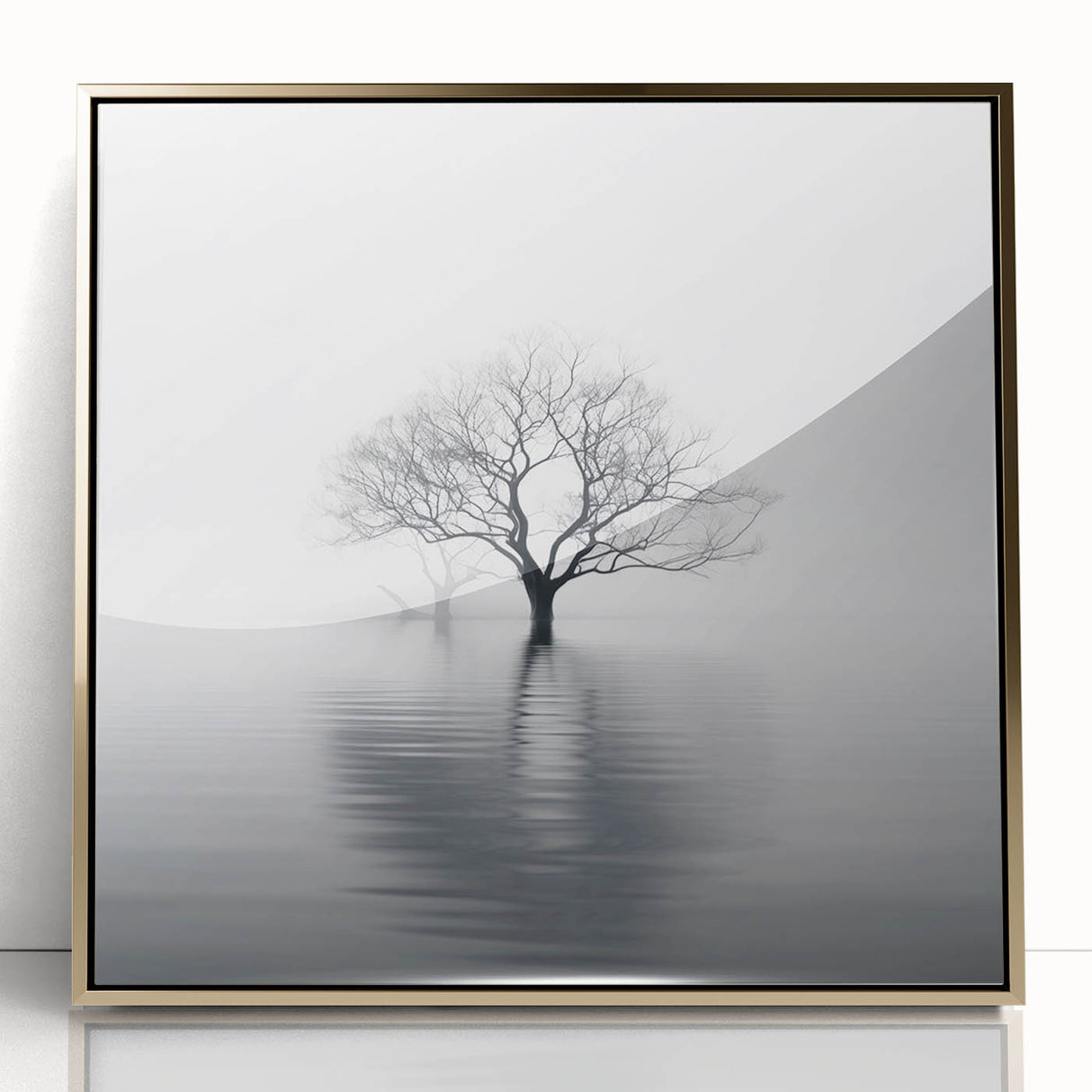 Framed abstract floral wall art featuring vibrant colors and gold accents, elegantly displayed with a sleek acrylic front in a stylish setting. Perfect for modern home decor.