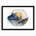 Abstract landscape wall art framed in black, showcasing vibrant colors and intricate details, designed to enhance modern home decor. The piece features a mat for added elegance and is ideal for contemporary living spaces.