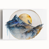 Abstract landscape wall art on stretched canvas showcasing vibrant colors and dynamic shapes, perfect for modern home decor. Ideal for adding a pop of creativity to any space.