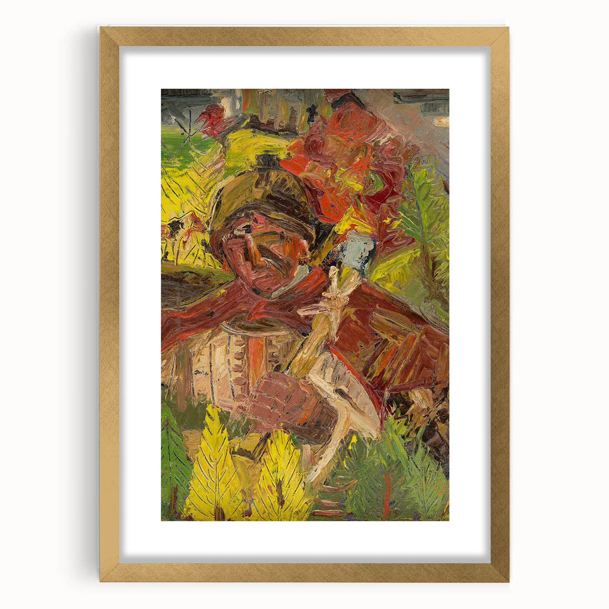 Vibrant Expressionist Lumberjack - Bold Nature-Inspired Wall Art
