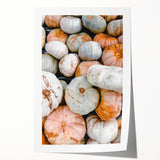 Extra large rolled print featuring autumnal floral art in warm hues, ideal for dining room wall decor.