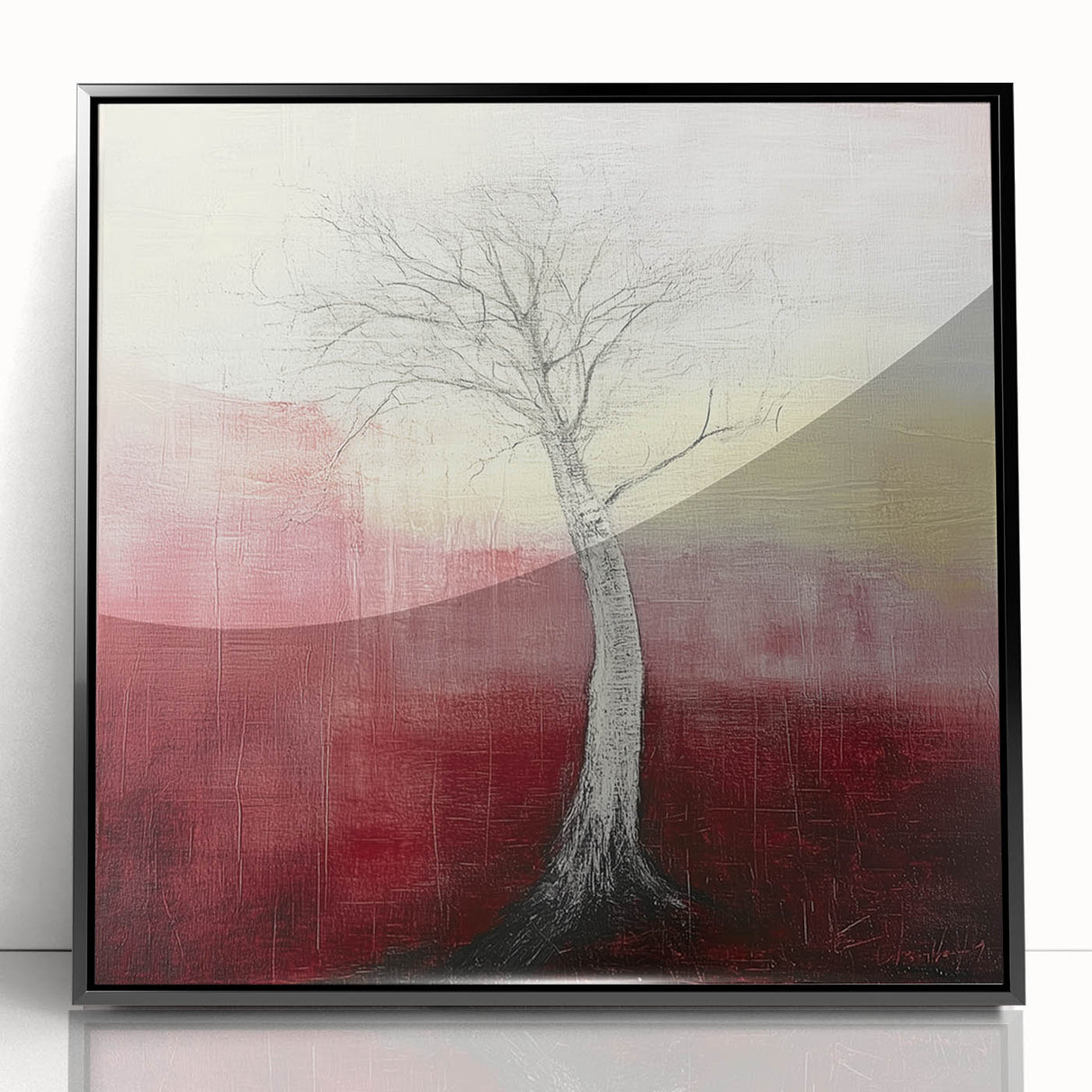 Abstract Tree Wall Art – Bold Red & Yellow Dining Print