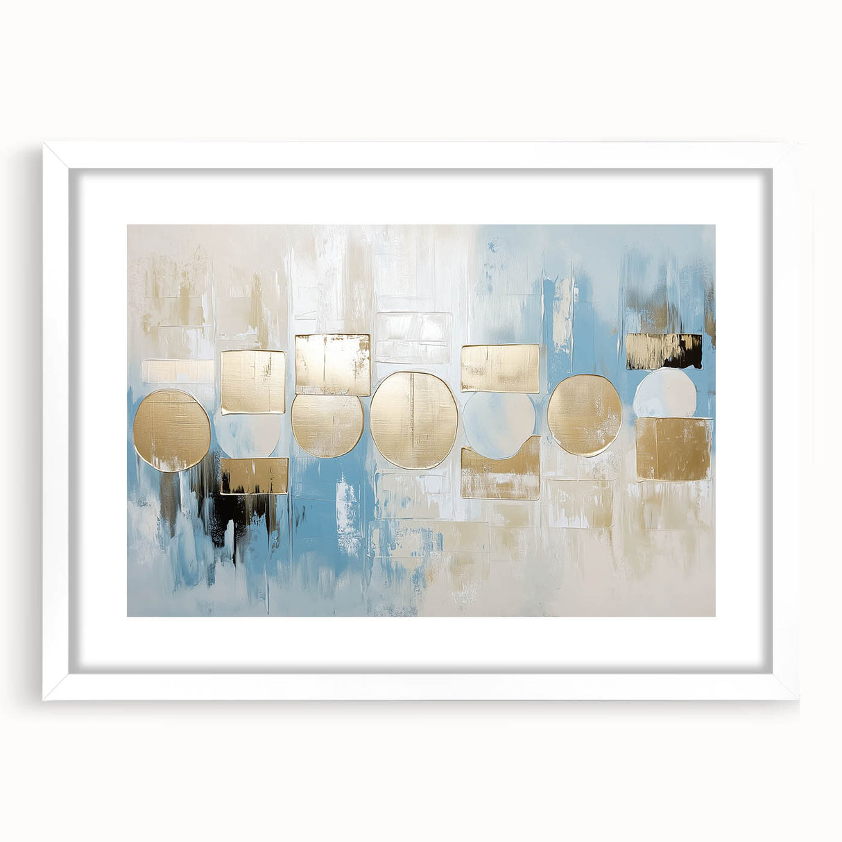 Gold & Blue Geometric Abstract - Modern Living Room Wall Art