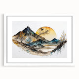 Abstract landscape wall art framed with a white mat, showcasing soft earth-tones and fluid shapes, perfect for modern home decor. Ideal for living room or office ambiance.
