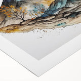 Abstract landscape wall art on rolled canvas, showcasing vibrant colors and fluid shapes, ideal for modern home decor. Packaged securely in a durable tube for easy shipping and protection.
