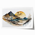Abstract landscape wall art print showcasing vibrant colors and fluid shapes, rolled for easy shipping and display, ideal for modern home decor.